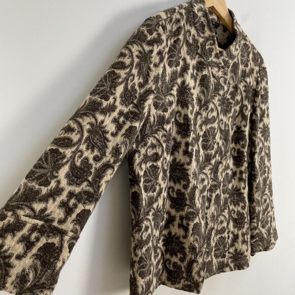 Lafayette 148 New York Womens 12 Wool Blend Brown Floral Knit Jacket - Picture 11 of 12